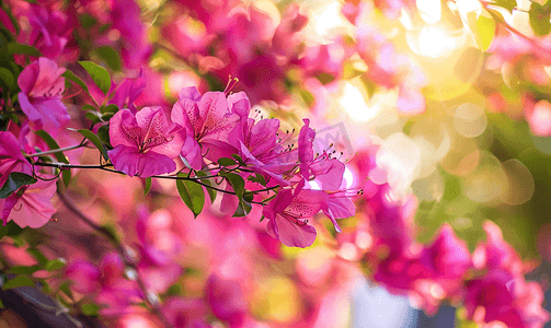 粉红kt板摄影照片_花园里的粉红花树种植药草和蔬菜自然摄影