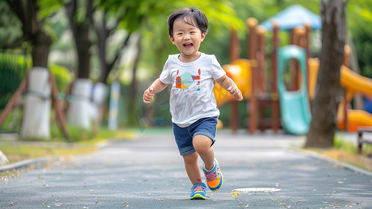 孩子公园的嬉戏奔跑摄影配图