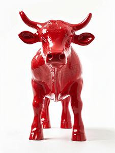 白色背景下孤立的红牛牵引模型