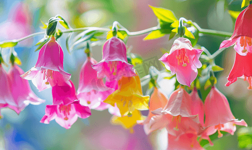 明亮多彩的花铃花卉背景