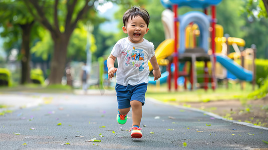 孩子公园的嬉戏奔跑高清摄影图