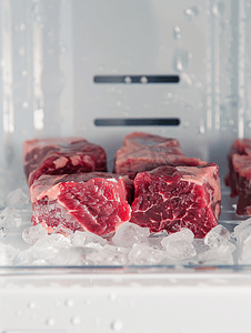 冰箱里摄影照片_冰箱里的冷冻牛肉