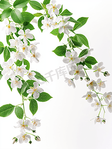 牡丹花枝摄影照片_白茉莉花枝娇嫩的春天的花朵