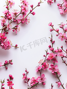 美丽的风景图案摄影照片_白色背景下美丽的春花框架