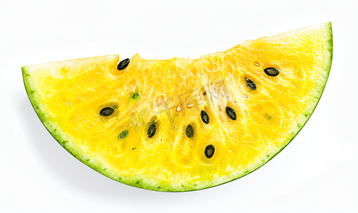 新鲜水果西瓜摄影照片_白色背景下孤立的西瓜黄色切片