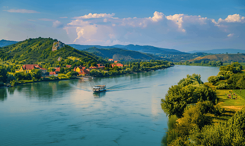 多瑙河摄影照片_多瑙施陶夫多瑙河景观