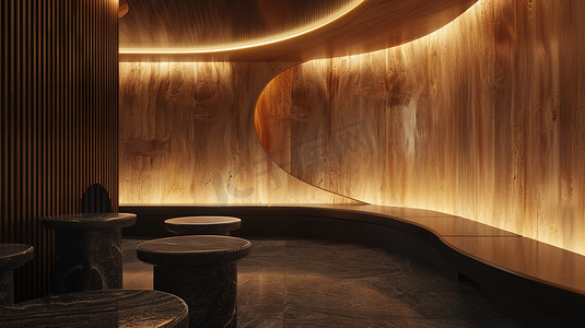 餐厅等候区现代简约深色木材摄影照片