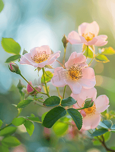 精致的野玫瑰园花