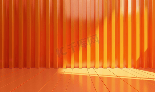 橙色直线与浅橙色线条墙背景交织在一起