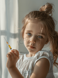 打针的小女孩接种疫苗