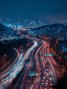 韩国首尔高速公路夜景
