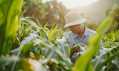 南亚农学家农民视察玉米田农场农业生产理念