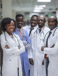 男性群体摄影照片_医科大学内的非洲医生学生群体