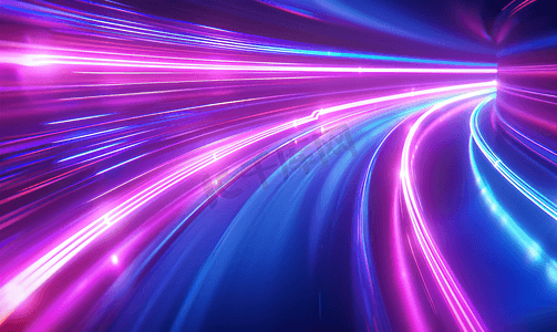 刹车动画摄影照片_蓝紫色调的霓虹灯抽象图形背景或迪斯科灯光线