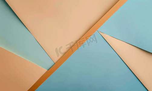 抽象线条几何摄影照片_柔和的棕色蓝色和米色颜色的抽象几何纸背景
