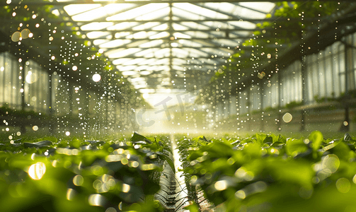现代农业摄影照片_温室灌溉和照明系统