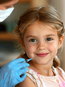 春节防疫摄影照片_打针的小女孩接种疫苗