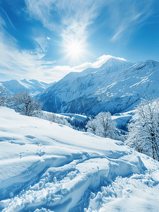 冬季山摄影照片_山冬季景观