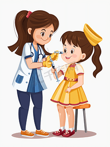 小朋友打疫苗摄影照片_女护士给小女孩扎疫苗