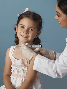 青少年人物摄影照片_医生给小女孩接种疫苗