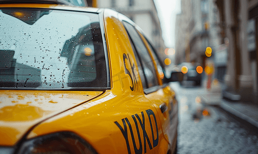 黄色出租车标志街上的出租车
