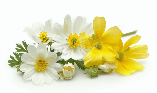 白色雏菊和黄色月见草