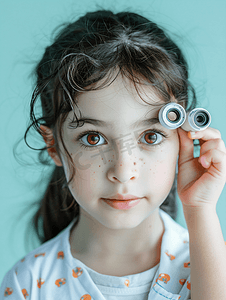 儿童健康体检摄影照片_儿童体检视力检查
