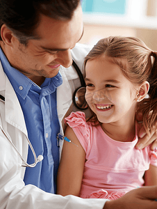 医生给小女孩接种疫苗