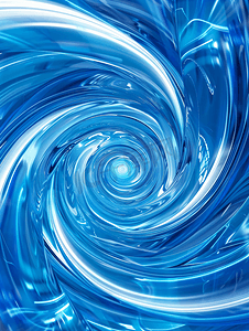 蓝色抽象曲线背景摄影照片_具有螺旋旋转径向未来派图案的抽象蓝色背景