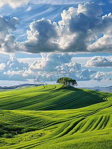 田野上空的令人惊叹的云彩风景自然背景