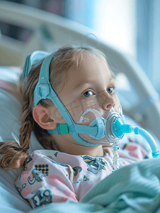 小女孩住院带呼吸仪