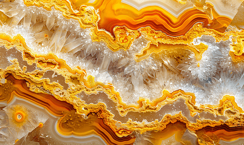 金色腊梅摄影照片_金玛瑙晶体的天然表面抛光横截面