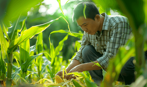 南亚农学家农民视察玉米田农场农业生产理念