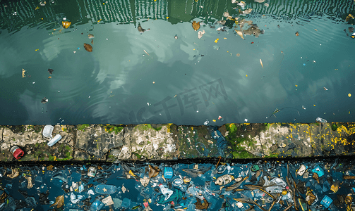 废物危险摄影照片_渠道水污染污水和废水