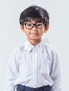 简约职业规划摄影照片_需要佩戴眼镜的小学男生
