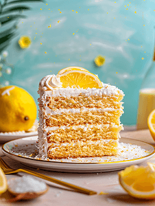 生日会老人免费摄影照片_美味的饼干甜点配柠檬和椰子自制生日蛋糕