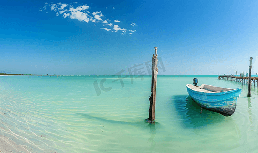 奥尔沃克斯岛自然海滩绿松石水墨西哥全景景观