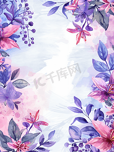 紫色标题摄影照片_带风信子花的春季水彩方形框架