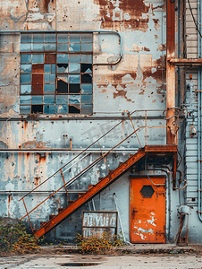 外观建筑摄影照片_一座废弃旧工厂的工业外观