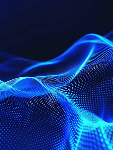 曲线横幅摄影照片_蓝光平滑流动的抽象波技术背景