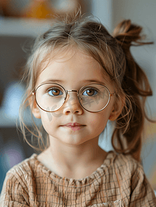 医生给小女孩配眼镜形象