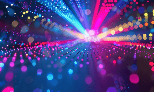 霓虹灯旋转径向运动的彩色散景的摘要背景
