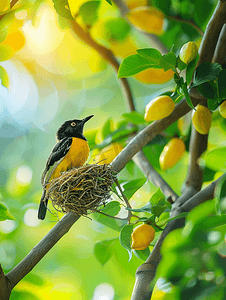 巢鸟织布鸟挂在树自然背景上