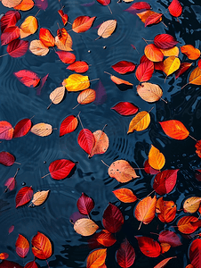 秋叶落在水中叶子图案背景