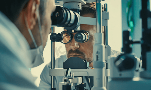 眼科医生给病人检查视力