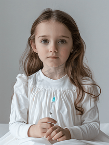 小女孩等待接种疫苗