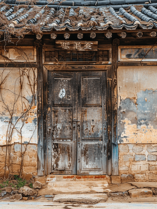 卡通旅游家庭摄影照片_韩国安养的老房子
