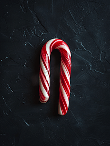 圣诞节礼物棒摄影照片_黑色背景新年和圣诞节概念的传统棒棒糖