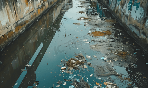 污水自处理设备摄影照片_渠道水污染污水和废水