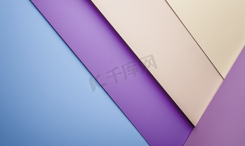 线条紫摄影照片_紫蓝色和米色的抽象几何纸背景